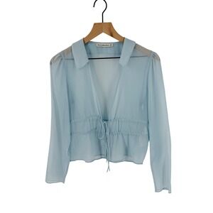 Abercrombie & Fitch Powder Blue Sheer Tie Front Chiffon Top  Size XS Coquette